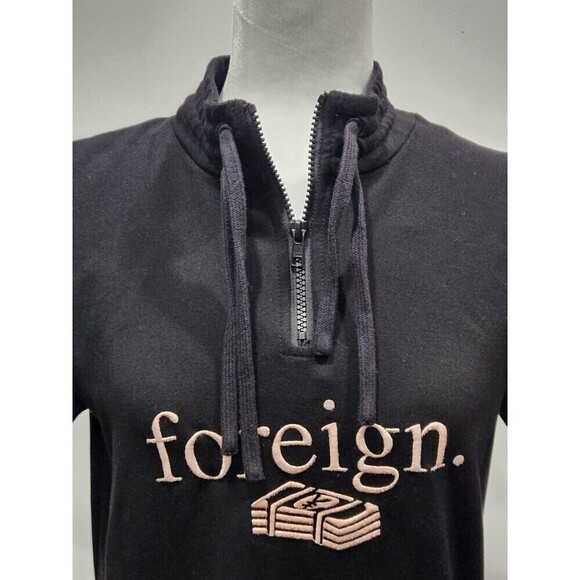 PINK + Dolphin Black "foreign." Short Sleeve Sweatshirt Tunic Dress, Medium - Picture 2 of 9